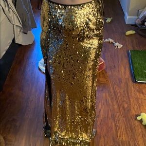 Gold sequin skirt